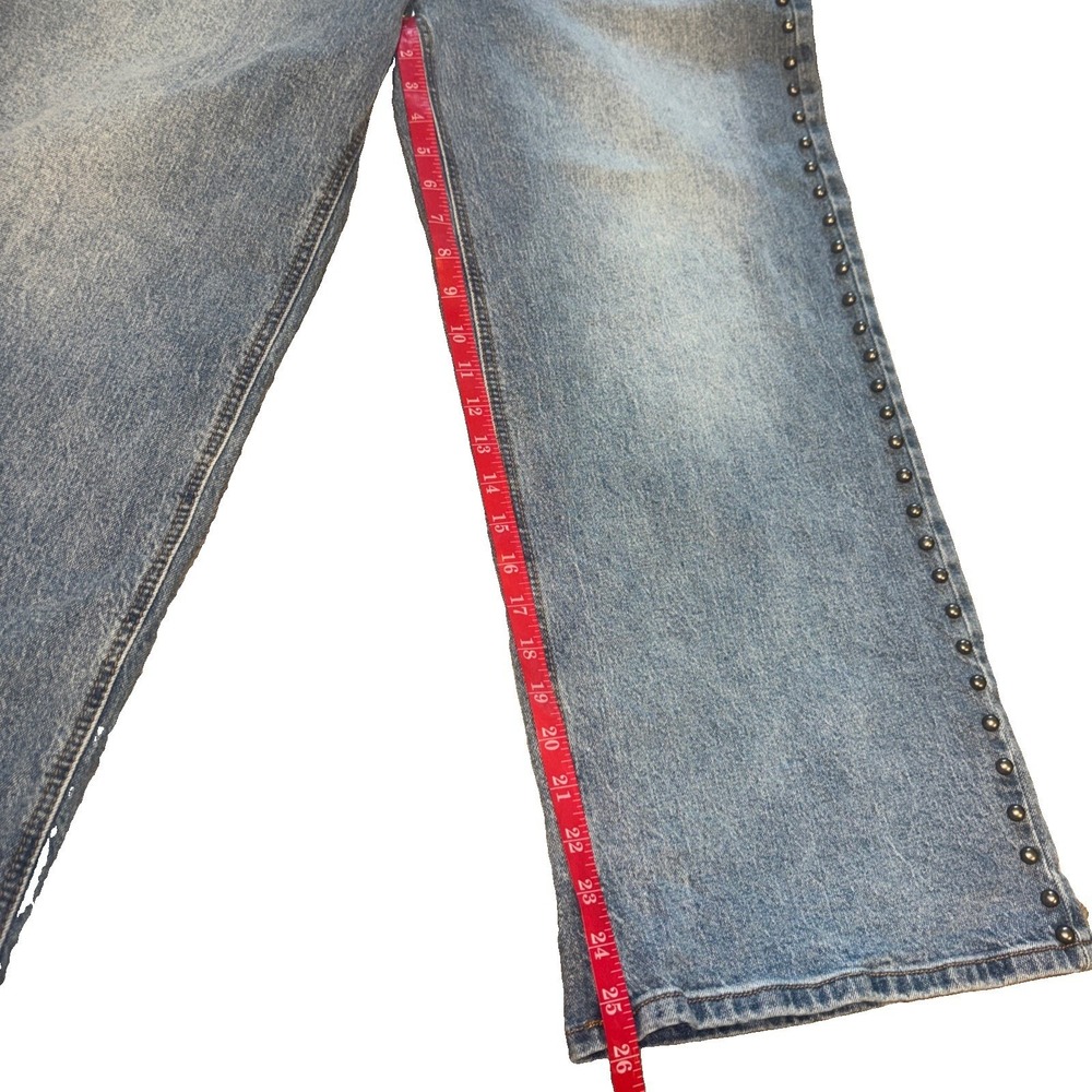 AND NOW THIS Womens Studded Wide Leg Jeans Light Wash Blue Petite 31P Denim - Picture 6 of 6